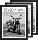 16x20 Picture Frame Set of 3 - Black Woodgrain, Solid Wood, HD Tempered Glass, Wall Gallery Poster Frame by CozyNest Decor