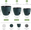 Large Self Watering Pots, 12/10/9 Plastic Planters with High Drainage Holes and Deep Reservoir for Indoor Outdoor Garden Plants and Flowers, Black with Green Speckles by GreenHaven Gardens