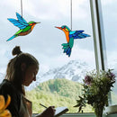 2 Packs Stained Glass Hummingbird Suncatcher Window Hanging Ornament, Stained Glass Birds Suncatcher for Window Decor, Hummingbird Gifts for Women, Mom, Birds Lovers by GreenHaven Gardens