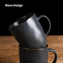 famiware Coffee Mugs Set of 4, Ocean Square 13oz Coffee Cup Set with Handle for Cocoa, Milk, Hot Chocolate, Tea, Water, Stoneware Cups for Kitchen, Microwave and Dishwasher Safe, Matte Black by CozyNest Decor