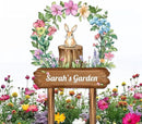 Personalized Rabbit Metal Sign with Stake,Custom Gardener Last Name Signs Outdoor Decor,Customized Flowers Gardening Birthday Gifts,Cute Animal Plaques for Patio Lawn Porch Backyard Farmhouse Outside by CozyNest Decor