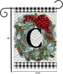 Briarwood Lane Winter Wreath Monogram Letter C Garden Flag by GreenHaven Gardens