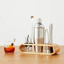 Amazon Basics 10-Piece Stainless Steel Bar Tools Set with Bamboo Stand Holder by CozyNest Decor