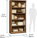 Sauder Miscellaneous Storage 5 Split Bookcase/Book Shelf, L: 35.28" x W: 13.23" x H: 69.76", Oiled Oak finish by CozyNest Decor