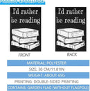 I’d Rather Be in a Book Garden Flag 12x18 Double Sided Funny Decorative Flag for Outside by GreenHaven Gardens
