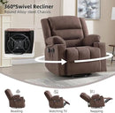 Rocker Recliner Chair with Heat and Massage, 360° Swivel Recliner Chairs for Adults, Heavy Duty Reclining Sofa Chair with USB Port Cup Holders Side Pockets for Living Room (Brown) by CozyNest Decor