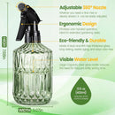 Glass Plant Mister Bottle - 13.5 oz Refillable Leak Proof Water Spray Bottle for Indoor Plants, Spring Gardening,Cleaning, Hair, Pets Care with Adjustable Mist Nozzle (Green) by GreenHaven Gardens