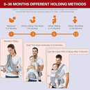 Baby Carrier Ergonomic Infant Carrier with Hip Seat Kangaroo Bag Soft Baby Carrier Newborn to Toddler 7-45lbs Front and Back Baby Holder Carrier for Men Dad Mom (Grey) by TinyTreasures Baby Boutique