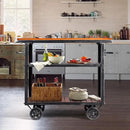 Diwhy Industrial 3 Tier Rolling Utility Storage Cart Wine Beverage, Metal Wine Rack with Wheels Kitchen Bar Dining Room Tea Wine, Storage Cart with Wood by CozyNest Decor