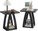 End Tables Living Room, Side Table Beside Sofa, Nightstand for Bedroom, Couch Side Table with Shelf, Modern End Table for Living Room, Black End Table Set of 2 by CozyNest Decor