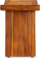 TeakCraft Teak Shower Stool with Shelf – Water Resistant, Non-Slip Premium Indonesian Teak Wood Bath Seat Bench for Shower – Fully Assembled Wood Spa Bath Organizer Seat with Leveling Feet, The Randi by TinyTreasures Baby Boutique