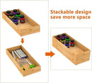 Drawer Organizer Storage Box Kitchen - Wood Stackable Tray Utensil Organizer for Office Drawers,Cabinets,Shelves,Pantry,or Bathroom Counter,Drawer Dividers for Silverware Set of 2（15x6x2.5inch） by CozyNest Decor
