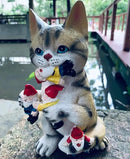 Garden Cat Eating Gnomes Statues Funny Gnome Decor for Outdoor Patio Lawn Yard Decor (cat Eating) by GreenHaven Gardens