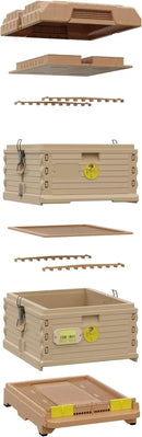 Ergo Insulated 10 Frame Bee Hive Set [NO Frames Included] (Double Deep, Tan Body Yellow Entrance) by GreenHaven Gardens