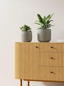 LE TAUCI Fluted Ceramic Planters Set of 3 – 8.3/7 / 5.7 in Blue Gray Reactive Cylinder Indoor Plant Pots with Drainage Plug & Mesh, Glossy Stoneware Flower Pots for Succulents Herbs by CozyNest Decor