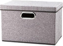PRANDOM Foldable Storage Boxes with Lids [1-Pack] Linen Fabric Collapsible Storage Bins Organizer Containers Baskets Cube with Cover for Home Bedroom Closet Office Nursery (14.9x9.8x9.8) by TinyTreasures Baby Boutique