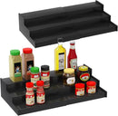 Spice Rack Organizer for Cabinet 2Pack, 3 Tier Expandable Bamboo Spice Storage, Great for Kitchen Cabinet, Cupboard,Pantry and More(Black) by CozyNest Decor