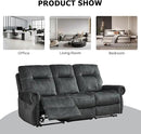 EBELLO Manual Recliner 3 Seat Sofa Couch, Soft Fabric 3 Seater Reclining Couch Chair, Vintage Rivet Mid-Century Design Furniture for Living Room, Meeting Room, Grey by CozyNest Decor