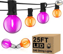 25FT Outdoor Halloween String Lights, G40 Outdoor Halloween Decorations Light with 27 LED Shatterproof Orange Purple Globe Lights(2 Spare), Hanging Patio Lights for Holiday Balcony Backyard Party by TinyTreasures Baby Boutique