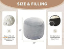 Boho Ottoman Living Room Furniture 26"x18" Large Round Ottomans Pouf Couch Foot Rest Grey Pouf Ottoman Foot Rest with Foam Chunk Filling Pouffe Ottomans Stuffed Foot Rest Poufs for Couch by CozyNest Decor