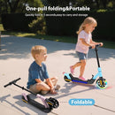 Electric Scooter for Kids Ages 6-12， Max Speed 6.5MPH, max Range 6Miles， with Acceleration Throttle and Electronic Brake， Foldable and Height Adjustable Kids Electric Scooter by TinyTreasures Baby Boutique
