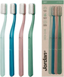 Jordan Green Clean Manual Toothbrush - Sustainable, Scandinavian Design, Soft Bristles, Mixed Colors, 4 Units by CozyNest Decor