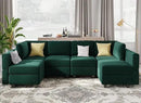 Belffin Modular Sectional Couch U Shaped Sofa with Storage Seat Reversible Sectional Sofa Couch with Chaise Velvet Green by CozyNest Decor