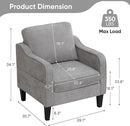 Accent Chairs Set of 2, Upholstered Living Room Chairs with Side Pockets, Mid Century Modern Reading Chair for Bedroom, Comfy Armchair Single Sofa Side Chair for Office, Small Room, Light Grey by CozyNest Decor