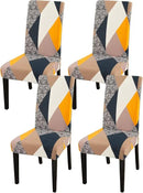 JQinHome Dining Chair Covers Set of 4,Magic Cube High Stretch Removable Washable Parsons Chair Slipcover for Dining Room Home Party Hotel Wedding Ceremony (Geometric Patterns) by CozyNest Decor