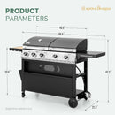 Captiva Designs Propane Gas Griddle Grill Combo with Porcelain-Enameled Cast Iron Grate & Cast Iron Pan, Dual BBQ Grill With Flat Top Griddle for Outdoor Kitchen & Backyard Barbecue,696 SQIN Cook Area by GreenHaven Gardens