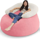 HABUTWAY Bean Bag Chair with U-Shaped Pillow - Faux Fur Fabric (Beige-Light Pink) by CozyNest Decor
