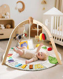 Wooden Baby Play Gym & Tummy Time Playmat – Montessori Sensory Activity Mat with 6 Developmental Toys for Fine Motor Skills – for Newborns to Toddlers (0–12M+) by TinyTreasures Baby Boutique