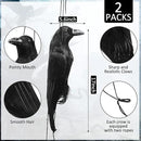 Lewtemi 2 Pcs 17 Inch Realistic Hanging Dead Crows Decoy Life Size Black Feathered Crow Fake Black Crows for Garden Decorations by GreenHaven Gardens
