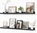 Heimlove Picture Ledge Shelf, Floating Shelves Set of 2, 36 Inches Picture Shelf for Wall with Ledge, Kids Bookshelf Wall Mounted for Living Room Bedroom Decor Books Photo Frames - Black by CozyNest Decor
