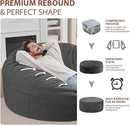 6FT Bean Bag Chair, Large Bean Bag Chairs with Memory Foam Filled, Fluffy Beanbag Sofa with Dutch Velvet Cover, Round BeanBag Chairs for Living Room, Playroom - Grey by TinyTreasures Baby Boutique