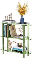 Clear Bookshelf, Acrylic Bookcase with Open Book Shelf Console Table for Entryway Office (3 Tier Green) by CozyNest Decor
