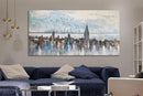 Arjun Cityscape Wall Art New York City Skyline Buildings Picture Modern Abstract Grey NYC Skyline Birds City View Painting Framed Artwork for Bedroom Living Room Home Office Decor Extra Large 58"x29" by CozyNest Decor