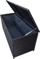 Oakland Living Dark Black Indoor and Outdoor Balcony Patio Deck Porch Pool 113 Gallon Wicker Storage Box Trunk Bin with Metal Frame by GreenHaven Gardens