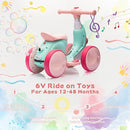 6V Electric Baby Balance Bike for 1 Year Old Boys Girls Ride on Toys 12-48 Months Toddler Balance Bike, 4 Wheels Kids First Bike with Remote Control First Birthday Gifts- Green&Red by TinyTreasures Baby Boutique