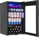 Beverage Refrigerator Cooler, 128 Cans 3.2 Cu.Ft Mini Fridge Glass Door for Drink Beer Soda Wine, Small Fridge with 4 Adjustable Removable Shelves for Kitchen, Bedroom, Office, Bar, Gaming Room, Black by CozyNest Decor
