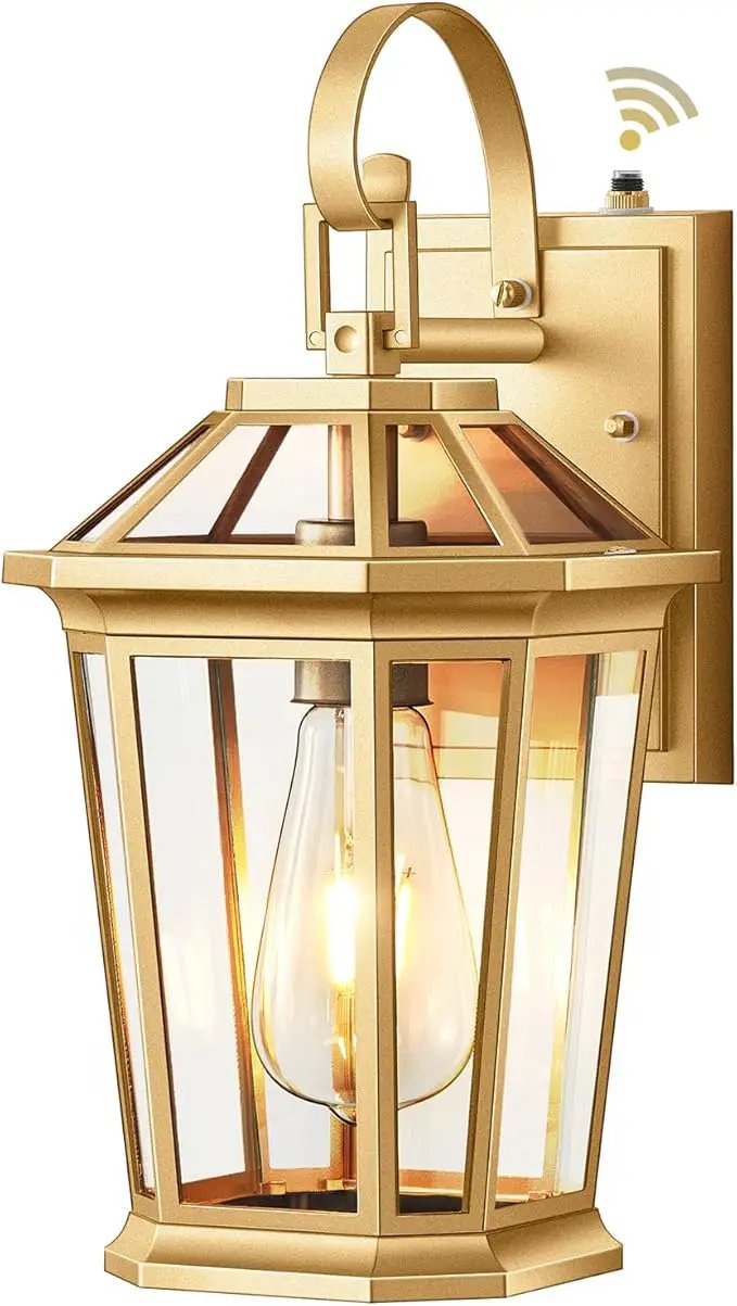 VIANIS Outdoor Porch Lights Wall Mount, Dusk to Dawn Exterior Light Fixture for House, 100% Anti-Rust Aluminum Waterproof Porch Light Outside Wall Lights, Gold Wall Sconce Lanterns for Garage, photo 9 of 9