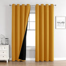 ChrisDowa 100% Blackout Curtains for Bedroom with Black Liner, 2 Thick Layers Total Blackout Thermal Insulated Grommet Window Curtains 2 Panels Set (Mustard Yellow, 52 x 84 Inch) by TinyTreasures Baby Boutique