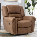 CANMOV Leather Recliner Chair, Classic Breathable Manual Recliner Chair with Comfortable Arm and Back Single Sofa for Living Room, Camel by CozyNest Decor