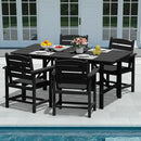 Patio Dining Set for 4 with Umbrella Hole - 66" Outdoor Table & 4 Chairs, All-Weather HDPE Outdoor Furniture for Lawn, Garden, Backyard, Poolside, Black by GreenHaven Gardens
