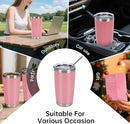 IEOVIEE 32 Pack 20oz Stainless Steel Bulk Tumblers with Lids and Straws Double Wall Insulated Travel Mug Durable Powder Coated Tumbler Bulk Cup for Cold and Hot Drinks(Pink) by TinyTreasures Baby Boutique