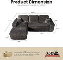 ovios 105” Modular Sectional Sofa with Thicken Seat Cushion, Cloud Couch with Deep Seat, Modern L-Shape Sofas Couches with Chaise,Upholstered Couches for Living Room Bedroom,Grey by CozyNest Decor