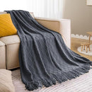 inhand Knit Graphite Grey Throw Blanket for Couch, Soft Living Room Home Decor Knitted Twin Size Blanket, Outdoor Lightweight Breathable Summer Blanket, Farmhouse Warm Woven Decorative, 60"x80" by CozyNest Decor