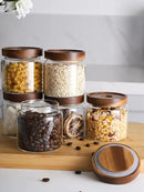 Kanwone Glass Storage Jars Set of 6, 17 Ounce Airtight Food Storage Containers with Bamboo lids, Clear Glass Canisters for Pantry, kitchen, Flour, Sugar, Tea, Coffee, Snack, Spice and Herbs by CozyNest Decor