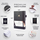 Clever Fox Planner Premium Edition – Undated Luxurious Weekly & Monthly Planner to Increase Productivity and Hit Your Goals – Organizer – Start Anytime, A5, Lasts 1 Year, Silver Black (Weekly) by TinyTreasures Baby Boutique