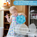 Kids' Rotating Snack Container Set – 2-Pack, Includes 1 Rotating Snack Container & 1 Round Sectioned Snack Box, BPA-Free, Dishwasher Safe, Perfect for Travel-Blue by TinyTreasures Baby Boutique